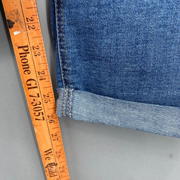 JEN7 7 For All Mankind Slim Boyfriend Jeans Cuffed Cropped Medium Wash Size 18 - Picture 5 of 12